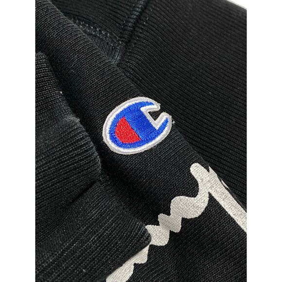 Champion Reverse Weave All Over Logo Pullover Hoodie Iconic Classic Sweatshirt - Picture 8 of 9